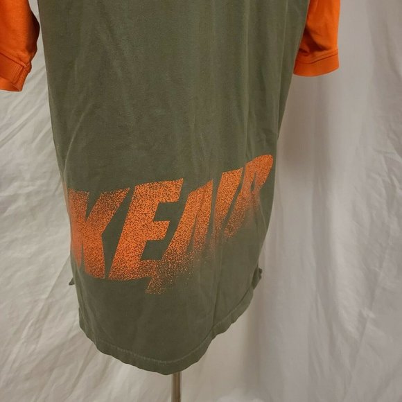 NIKE AIR Mens Medium Green Orange Short Sleeve 3 Button Spell Out Polo Shirt - Picture 9 of 12